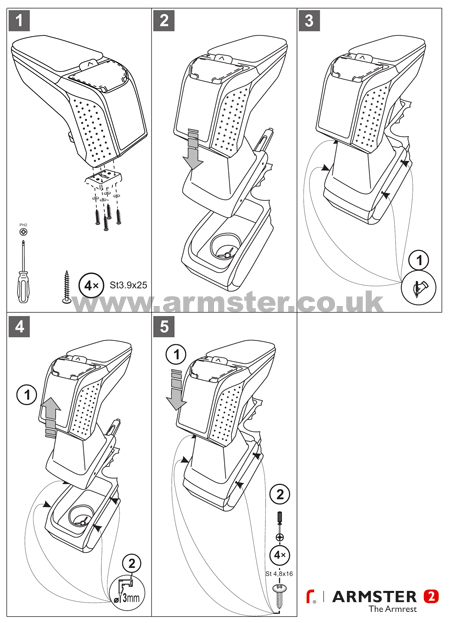 Rati ArmsterOE1 Centre Armrest Suitable for Ford Fiesta 2017 - I Puma 2019  - I EcoSport 2018 - I Focus 2017 - I Ka+ (without Armrest) 2018 - Armrest